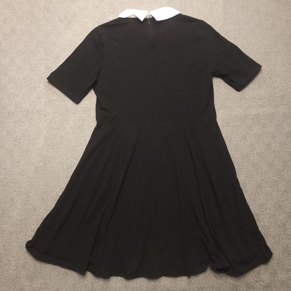 Aphratti Women's L (6) Dress Black Stretchy White Collar "Wednesday Look" - Picture 3 of 9